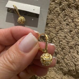 Nadri Earnings, Drop Dangle, Yellow Gold Tone